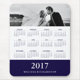 Modern Navy Blue Stripe 2017 Calendar and Photo Muismat