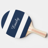 Modern Navy Blue Stripes Naam Tafeltennisbatje (Zijkant)