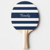 Modern Navy Blue Stripes Naam Tafeltennisbatje (Voorkant)