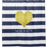 Modern Navy Blue Stripes Patroon Douchegordijn (Voorkant)