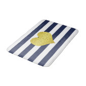Modern Navy Blue Stripes Patroon Naam Badmat (Gekanteld)