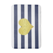 Modern Navy Blue Stripes Patroon Naam Badmat (Voorkant Verticaal)