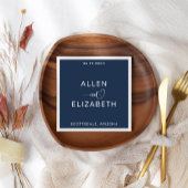 Modern Navy Blue Stylish Personalized Wedding Servet