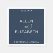 Modern Navy Blue Stylish Personalized Wedding Servet (Voorkant)