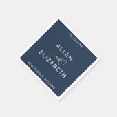Modern Navy Blue Stylish Personalized Wedding Servet (Hoek)