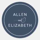 Modern Navy Blue Stylish Wedding Envelope Seal Ronde Sticker (Voorkant)