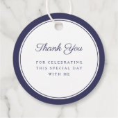Modern Navy Blue Thank You Boy First Communion Bedankjes Labels (Achterkant)