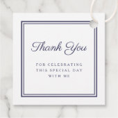 Modern Navy Blue Thank You Boy First Communion Bedankjes Labels (Achterkant)