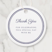 Modern Navy Blue Thank You Boy First Communion Bedankjes Labels (Achterkant)