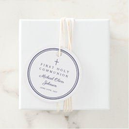 Modern Navy Blue Thank You Boy First Communion Bedankjes Labels