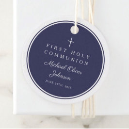 Modern Navy Blue Thank You Boy First Communion Bedankjes Labels