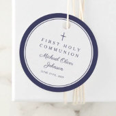 Modern Navy Blue Thank You Boy First Communion Bedankjes Labels