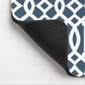 Modern Navy Blue Trellis Pattern Muismat (Hoek)