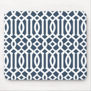 Modern Navy Blue Trellis Pattern Muismat