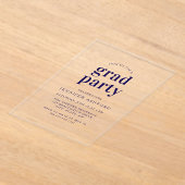Modern Navy Blue Trendy Afstudeerfeest Acryl Uitnodigingen (Laagn)