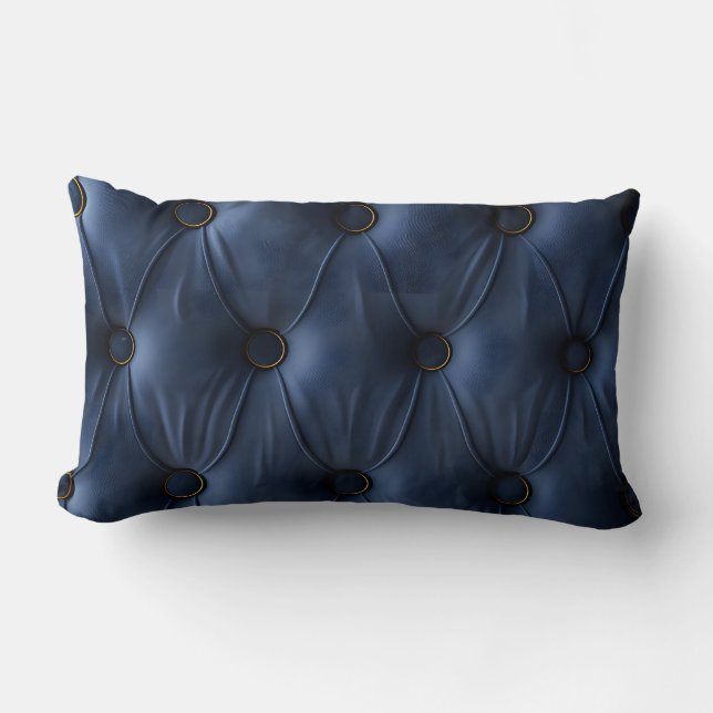 Modern Navy Blue Tufted Velvet met Gouden Accenten Kussen (Voorkant)