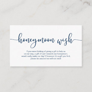 Modern Navy Blue typeface, Wedding Honeymoon Wish Informatiekaartje