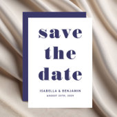Modern Navy Blue Typography Wedding Save The Date