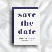Modern Navy Blue Typography Wedding Save The Date