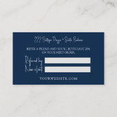 Modern Navy Blue Verwijs een Vriend Verwijzing Kaa (Achterkant)