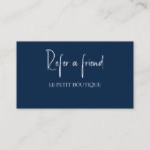 Modern Navy Blue Verwijs een Vriend Verwijzing Kaa (Voorkant)