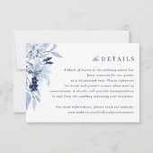 Modern Navy Blue Waterverf Bloemen invoegen Detail Kaart (Voorkant)