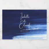 Modern Navy Blue Waterverf Brush Strokes Mini Likeurfles Etiket (Enkel label)