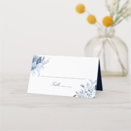 Modern Navy Blue Waterverf Floral Place Card Plaatskaartje