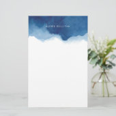 Modern Navy Blue Waterverf Splash Personalized Briefpapier (Staand voorkant)