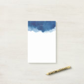 Modern Navy Blue Waterverf Splash Personalized Post-it® Notes (Op bureau)