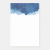 Modern Navy Blue Waterverf Splash Personalized Post-it® Notes (Voorkant)