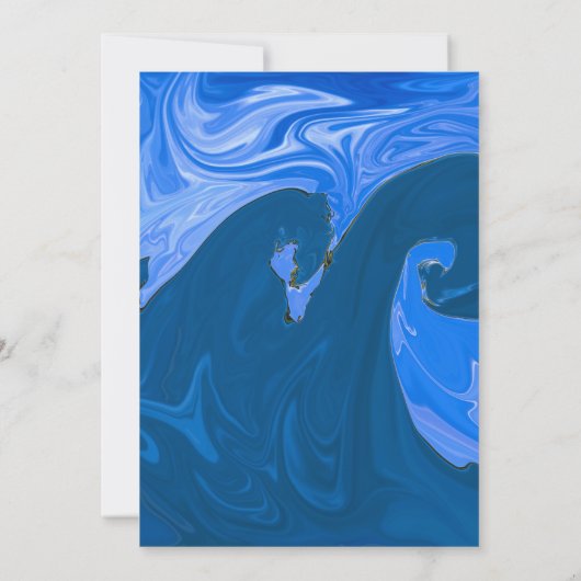 Modern Navy Blue Waves Abstract Artistic Wedding Kaart (Achterkant)