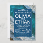 Modern Navy Blue Waves Summer Beach Wedding Kaart (Voorkant)