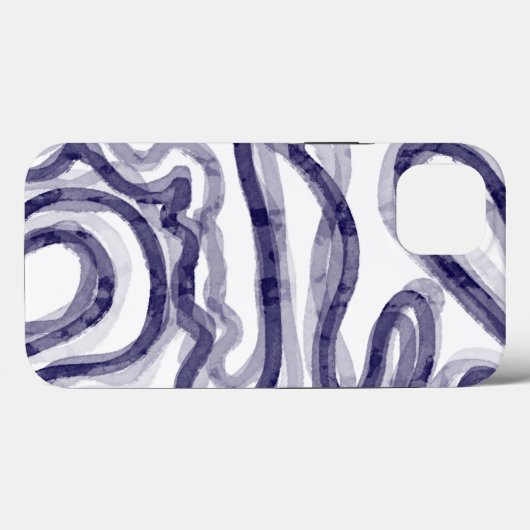 Modern Navy Blue Wavy iPhone Case (Achterkant (horizontaal))