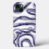 Modern Navy Blue Wavy iPhone Case (Achterkant)