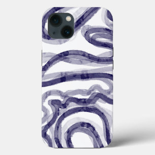 Modern Navy Blue Wavy iPhone Case
