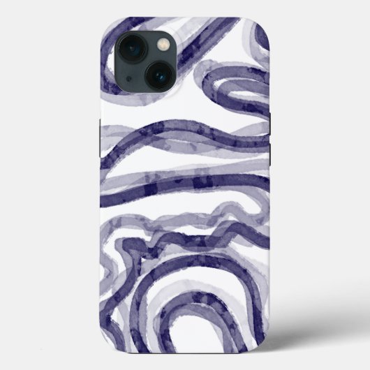 Modern Navy Blue Wavy iPhone Case (Achterkant)