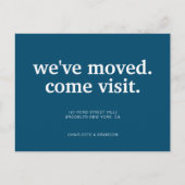 Modern Navy Blue We hebben ons verplaatst Aankondigingskaart (Voorkant)