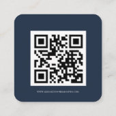 Modern Navy Blue Wedding Details Kaart met QR-code (Achterkant)
