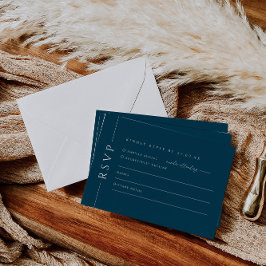 Modern Navy Blue Wedding Invite RSVP Reply Kaart
