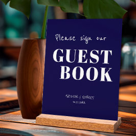 Modern Navy Blue Wedding Sign Ons gastenboek Acryl Bord