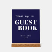 Modern Navy Blue Wedding Sign Ons gastenboek Acryl Bord (Voorkant)