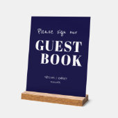 Modern Navy Blue Wedding Sign Ons gastenboek Acryl Bord (Hoek)