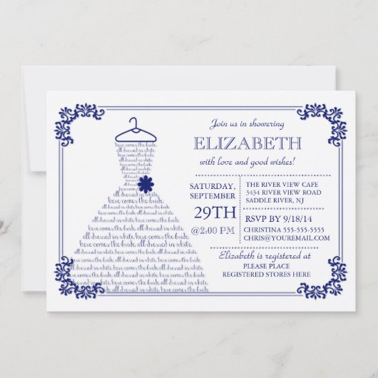 Modern Navy Blue Wedding Vrijgezellenfeest Kaart (Voorkant)