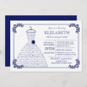 Modern Navy Blue Wedding Vrijgezellenfeest Kaart (Voorkant / Achterkant)