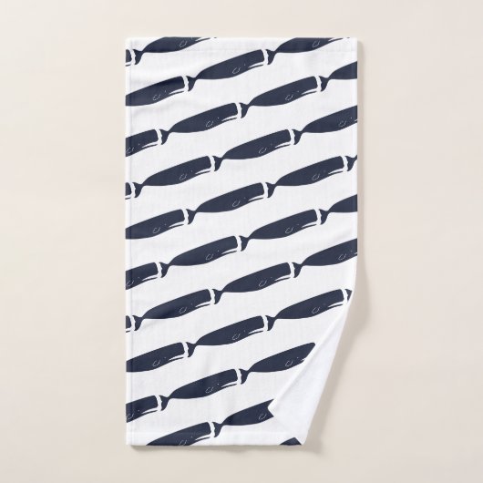Modern Navy Blue Whales Bad Handdoek (Handdoek)