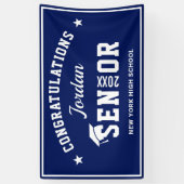 Modern Navy Blue White 2023 Graduation Party Spandoek (Verticaal)