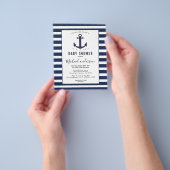 Modern Navy Blue White Boy baby shower-uitnodiging Flyer (Hand)