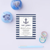 Modern Navy Blue White Boy baby shower-uitnodiging Flyer (Enkel)