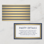 Modern Navy Blue, White & Gold Faux Folie Details Informatiekaartje<br><div class="desc">Complimenteer marineblauw en gouden feestuitnodigingen en geef belangrijke informatie aan gasten met elegante bijpassende bijsluiterkaarten. Alle bewoordingen van deze sjabloon zijn eenvoudig aan te passen voor elke gelegenheid. Deze kaart bevat de feestelijke details van uw keuze, zoals routebeschrijving, website, speciale verzoeken, accommodaties, receptie, rsvp, enz. Het ontwerp is voorzien van...</div>